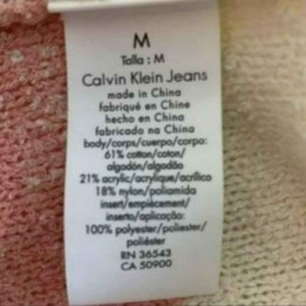 Calvin Klein Sweater, Tunic Length, Pink & White Stripes, Medium - Picture 7 of 9